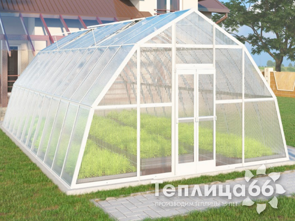 Теплица Рада Иткуль из поликарбоната, 4,5х8 метров, белая